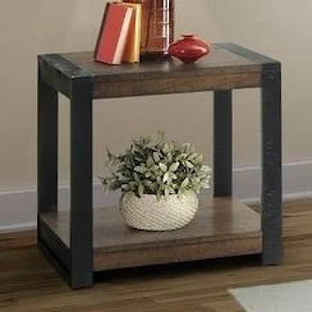 Industrial End Table with Distressed Finish
